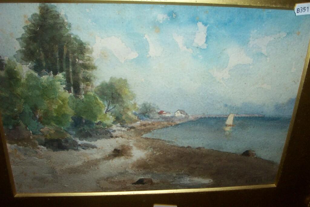 Appraisal: A late th century watercolour of a coastal scene with