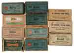 Appraisal: LOT OF CAL CARTRIDGE BOXES Remington UMC RC short blue