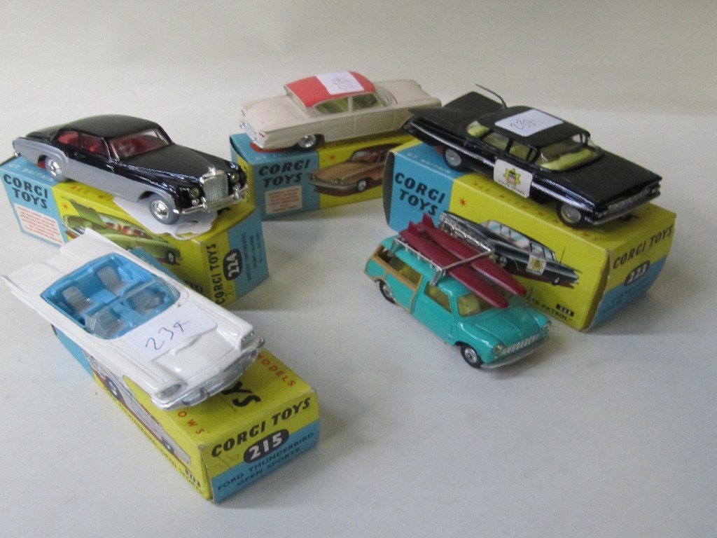 Appraisal: Lot comprising four boxed Corgi models - Bentley Thunderbird Consul