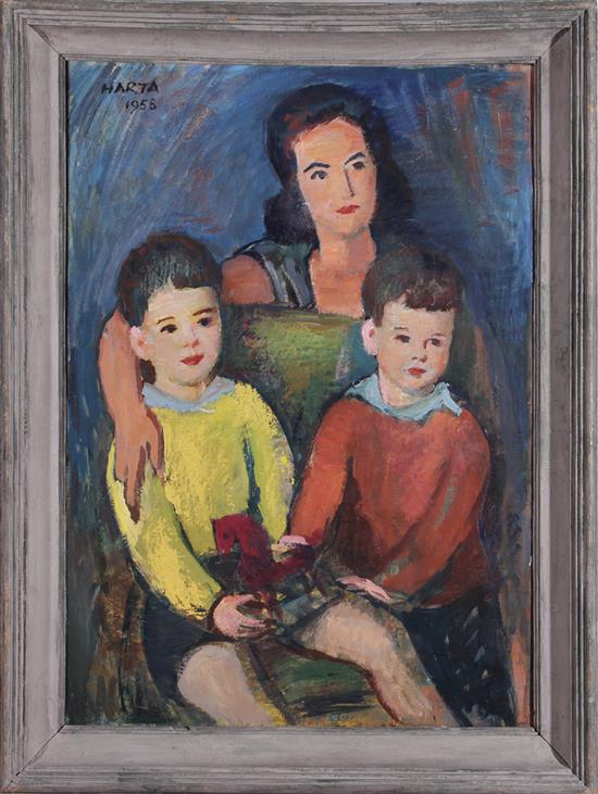 Appraisal: Felix Harta Hungarian Austrian - BARONESS TONET WITH HER SONS