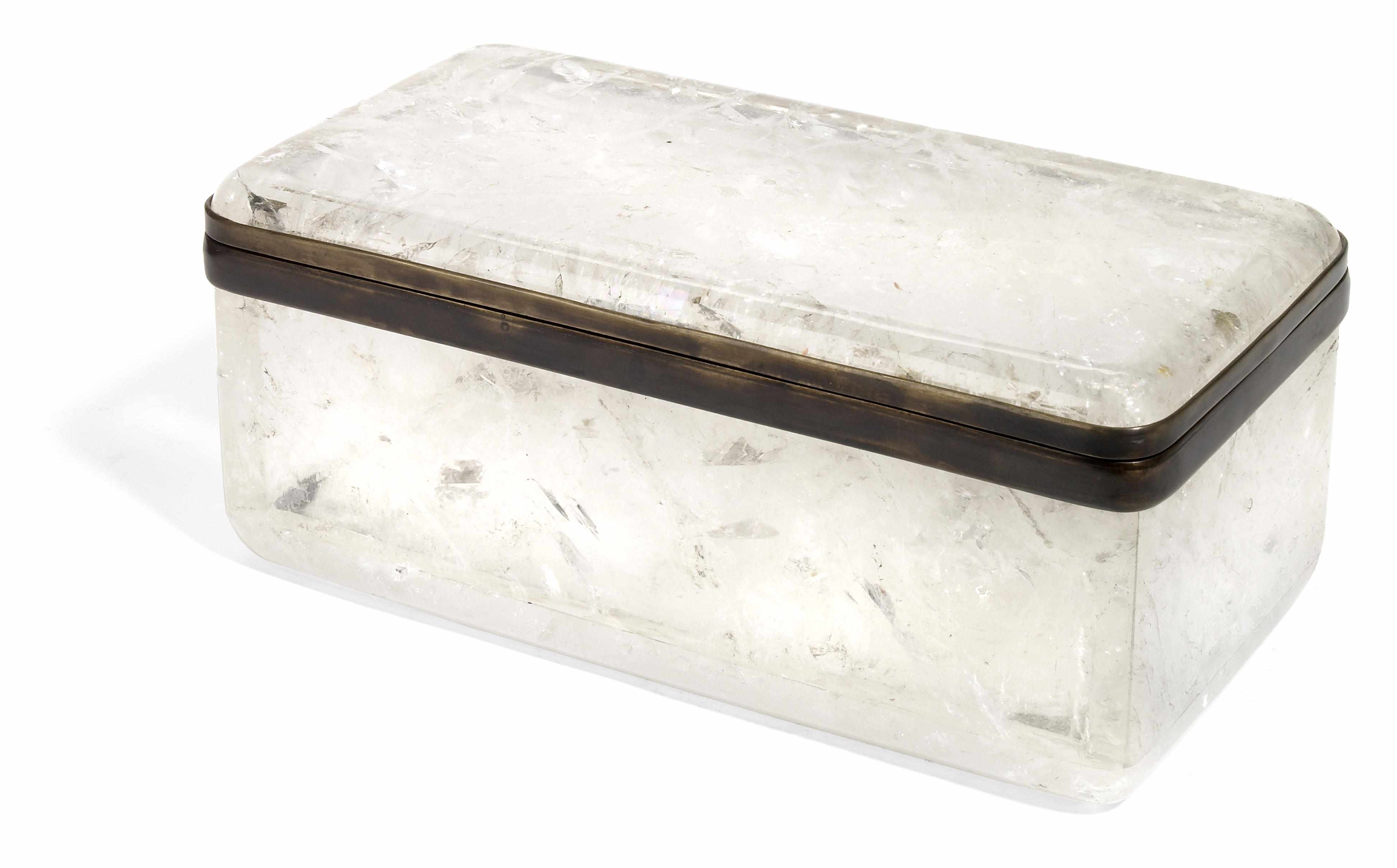 Appraisal: A rock crystal table box Of rectangular form with rounded