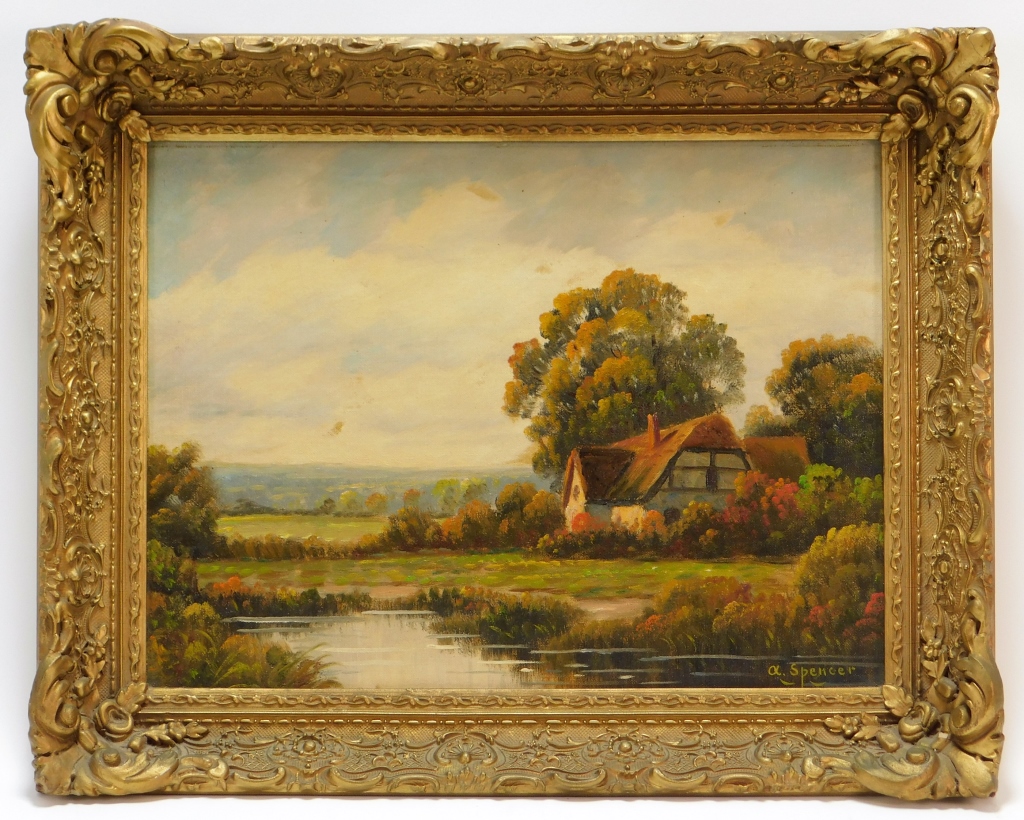 Appraisal: AUGUSTUS SPENCER IMPRESSIONIST LANDSCAPE PAINTING England - Depicts a small