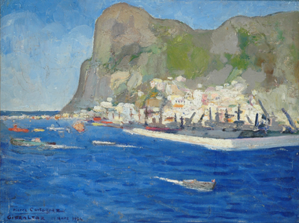 Appraisal: Pierre Castagnez French - Gibraltar oil on board signed 'Pierre