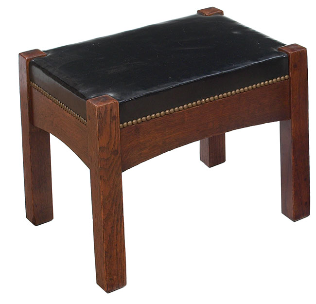 Appraisal: L amp JG Stickley footstool recovered leather top over arched