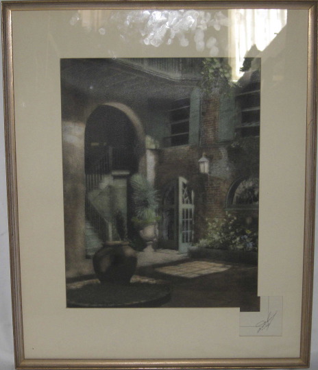 Appraisal: Eugene Delcroix American New Orleans - Brulatour Courtyard hand-colored photograph