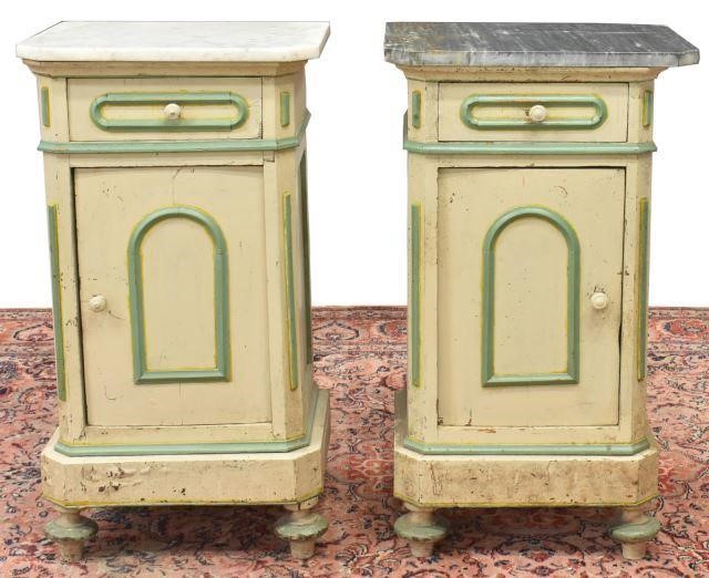 Appraisal: pair Italian painted bedside cabinets th c added and later