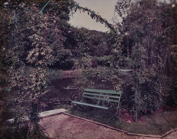 Appraisal: STEPHEN SHORE b GIVERNY GARDEN BENCH Cibachrome print x in