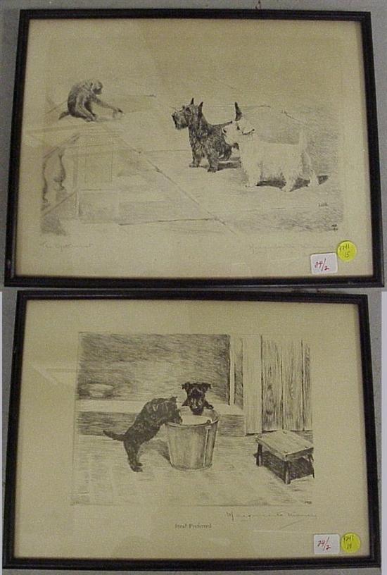 Appraisal: Marguerite Kirmse American - etching The Optimist two dogs and