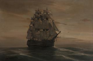 Appraisal: Peter Ellenshaw Ship on the high seas signed and dated