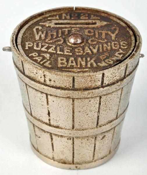 Appraisal: Cast Iron White City Bucket Still Bank Some minor damage