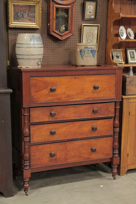 Appraisal: EMPIRE CHEST OF DRAWERS Walnut and curly maple with one