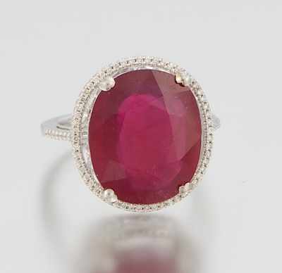 Appraisal: A Ladies' Ruby and Diamond Ring k white gold ring