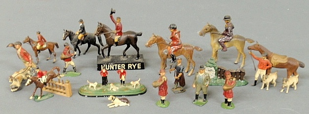 Appraisal: - Misc collection of mostly paint decorated lead foxhunt figures