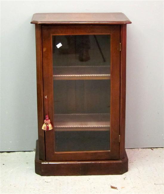 Appraisal: Victorian walnut and boxwood strung music cabinet with glazed door