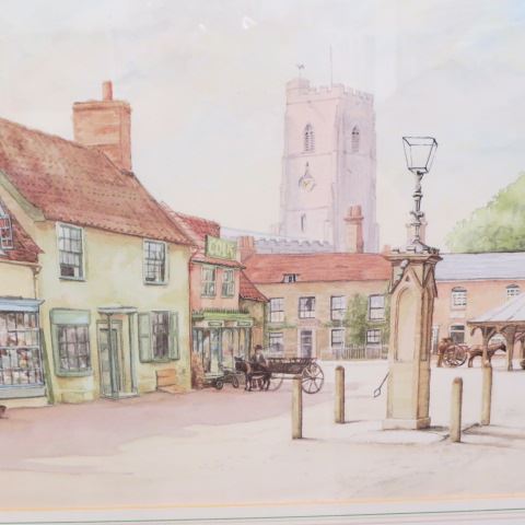 Appraisal: Philip Blight Lithograph Mildenhall Market Place image area x