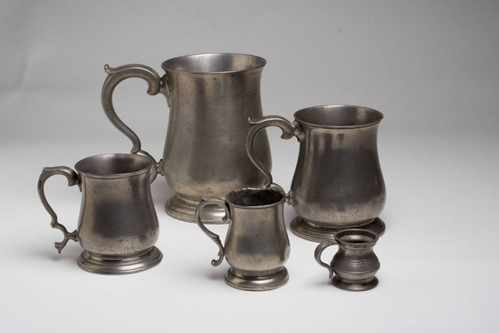 Appraisal: ASSEMBLED SET OF FIVE ENGLISH PEWTER MEASURES EARLY NINETEENTH CENTURY