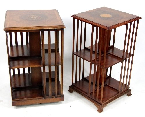 Appraisal: Two th Century walnut veneered revolving book stands with inlaid