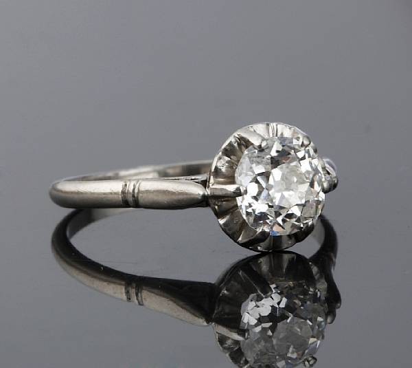 Appraisal: A diamond and platinum solitaire ring estimated diamond weight ct