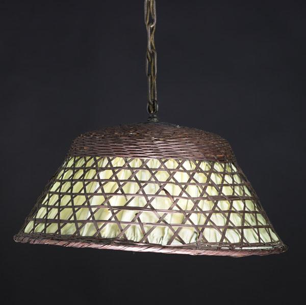 Appraisal: ARTS CRAFTS Wicker hanging lamp Unmarked