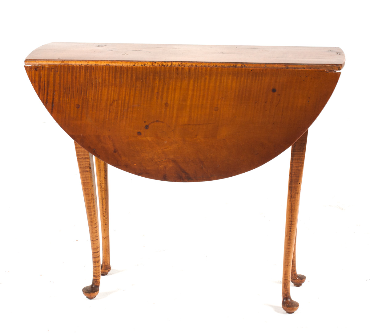 Appraisal: Queen Anne style tiger maple drop-leaf table th century in