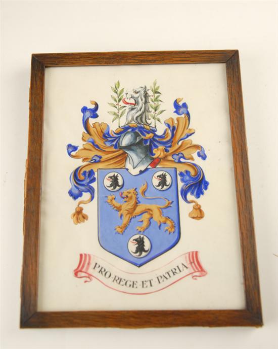 Appraisal: Artist Unknown Pro Rege et Patria Watercolor Coat of Arms