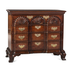 Appraisal: A Chippendale Style Shell-and-Block Carved Mahogany Chest of Drawers th