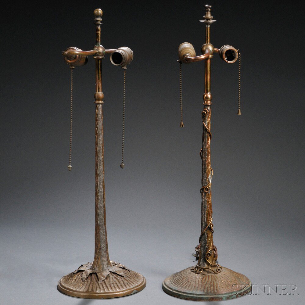 Appraisal: Two Table Lamp Bases Attributed to John Morgan Sons Patinated