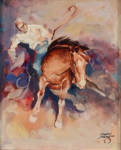 Appraisal: Bucking Bronco watercolor x Artist American - Ship plus insurance