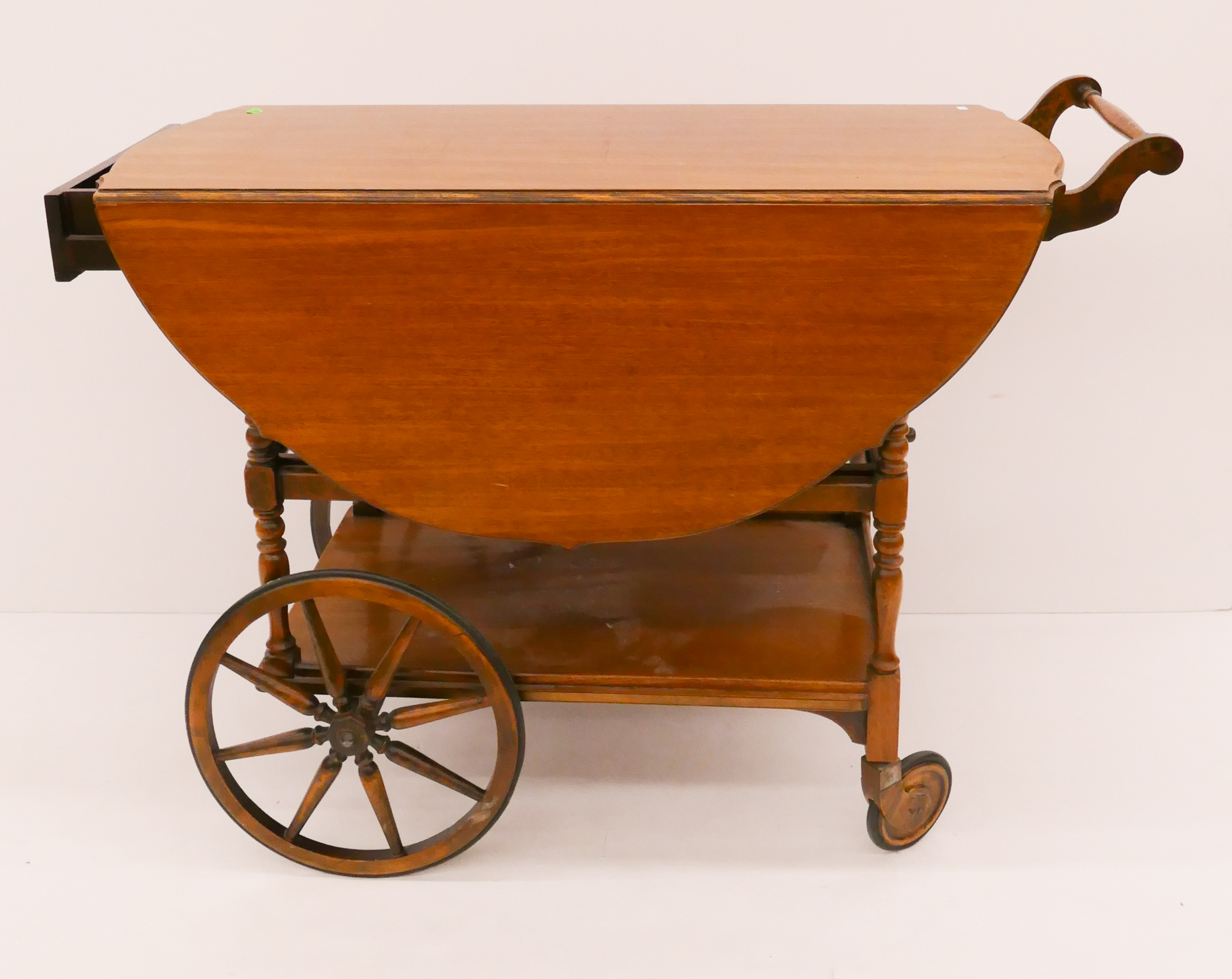 Appraisal: Vintage Mahogany Dropleaf Tea Cart- x x ''