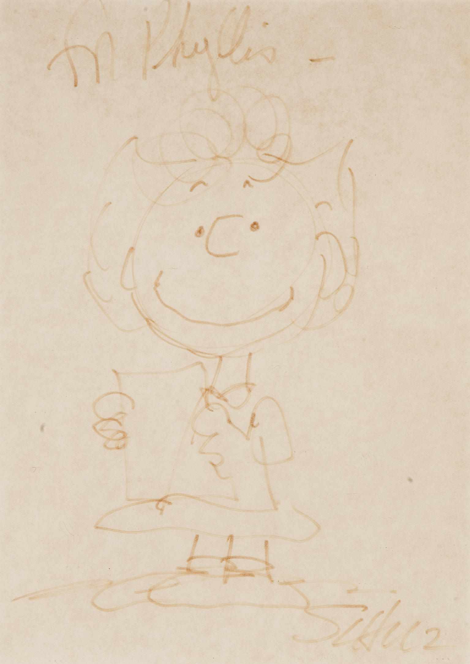 Appraisal: A Charles Schulz drawing of Lucy marker on paper depicting