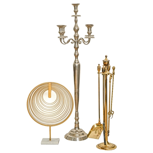 Appraisal: An antique style polished metal five light standard candelabrum and