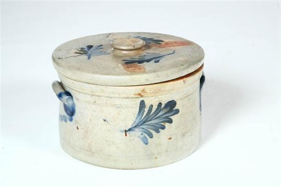 Appraisal: LIDDED CROCK Possibly Remmey Pottery Pennsylvania mid th century stoneware