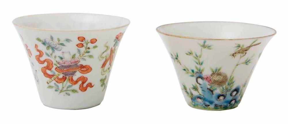 Appraisal: TWO CHINESE PORCELAIN WINE CUPS TH CENTURY