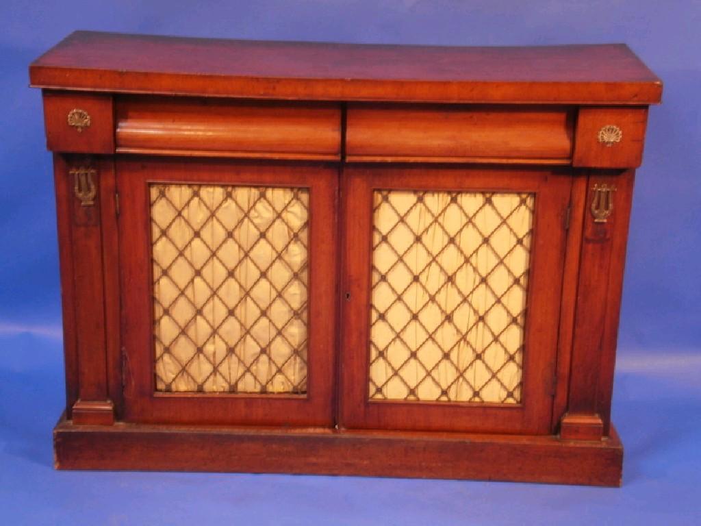 Appraisal: A thC mahogany chiffonier base with two frieze drawers two