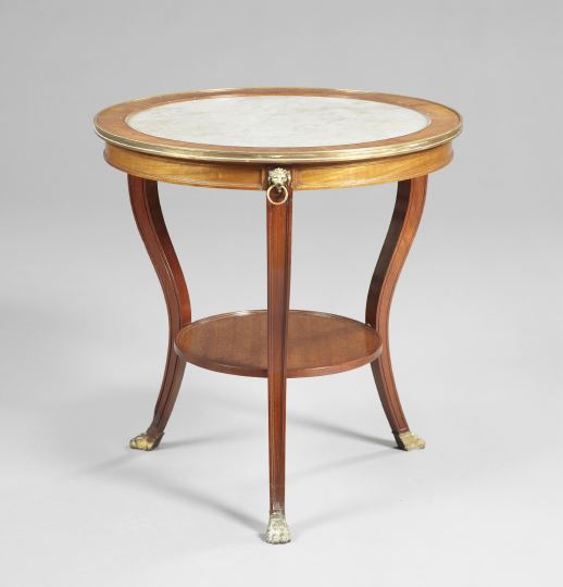 Appraisal: Empire-Style Mahogany and Marble-Top Center Table mid- th century the