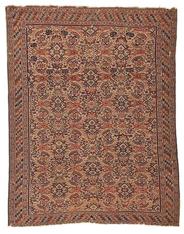 Appraisal: Senneh Kilim Rug early th century ivory field with geometric