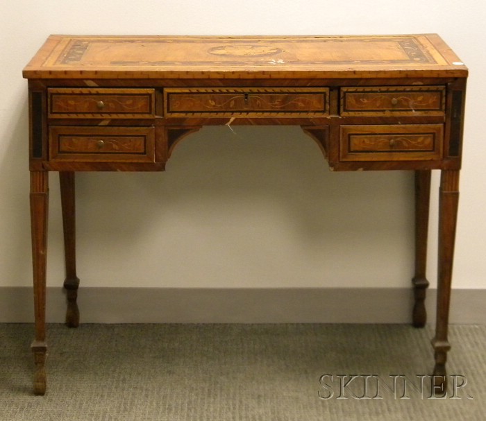 Appraisal: Italian Neoclassical Inlaid Fruitwood and Walnut Veneered Writing Desk ht