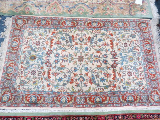 Appraisal: Oushak Style Handmade Persian Rug flowering vine on ivory field