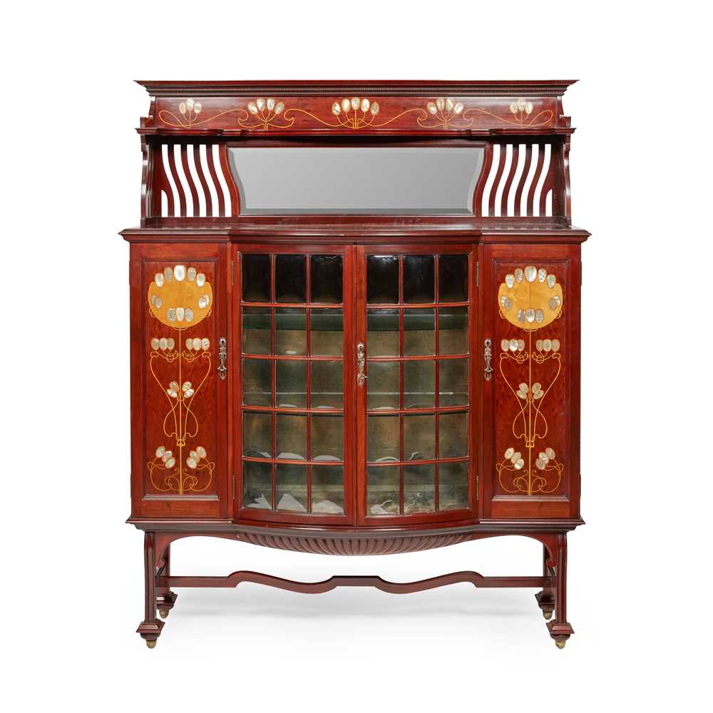 Appraisal: SHAPLAND PETTER BARNSTAPLE ART NOUVEAU DRAWING ROOM CABINET CIRCA marquetry-inlaid