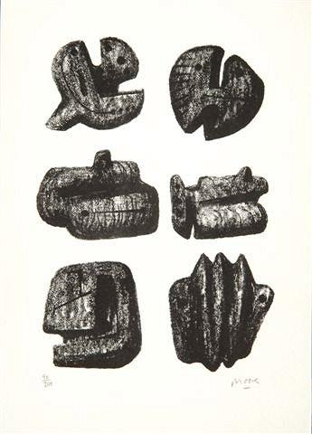 Appraisal: HENRY MOORE - - Six stones lithograph pencil signed number