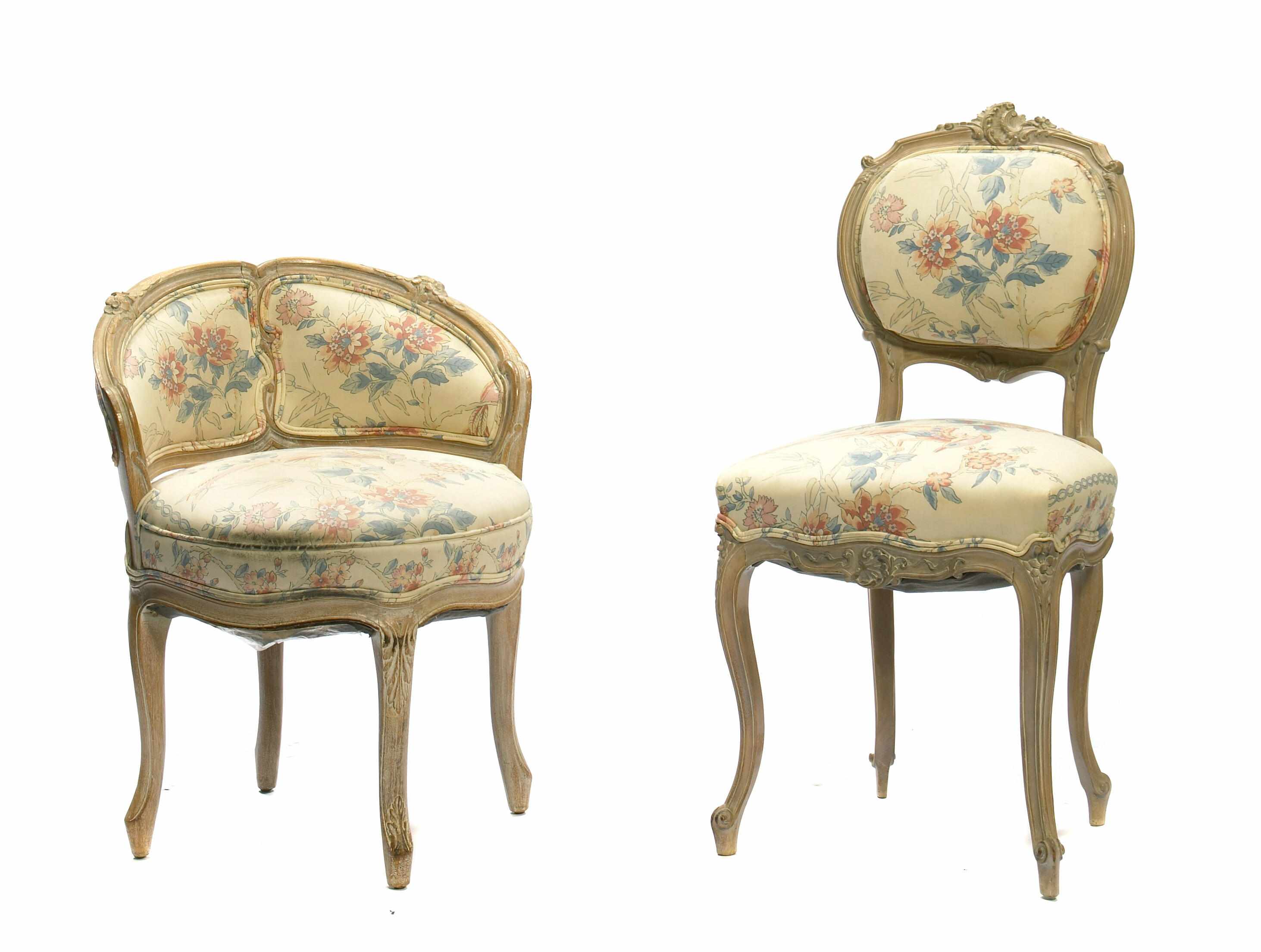 Appraisal: A group of two Louis XV style pickled wood small