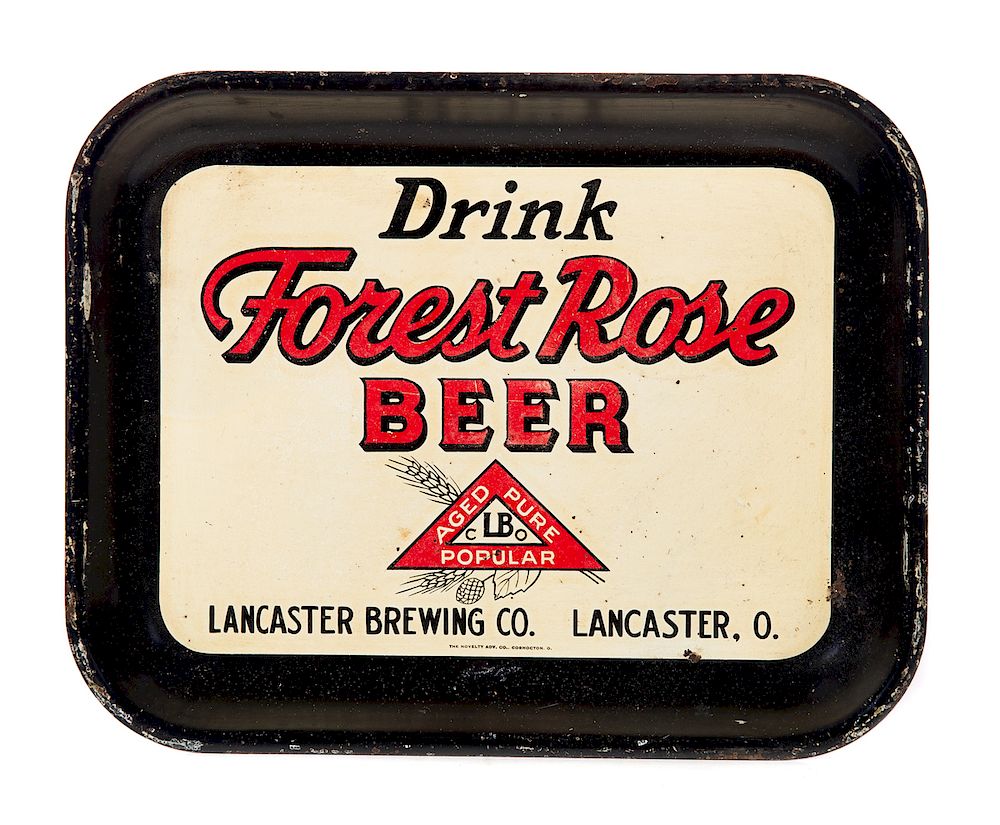 Appraisal: Forest Rose Beer Lancaster O Tin Advertising Tray Good original