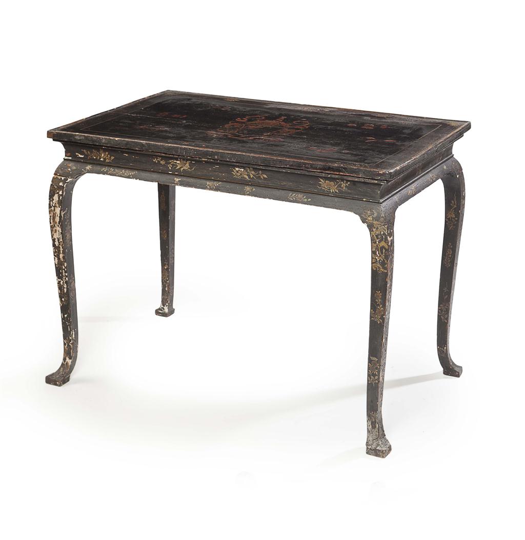 Appraisal: GEORGE I BLACK JAPANNED CENTRE TABLE EARLY TH CENTURY the