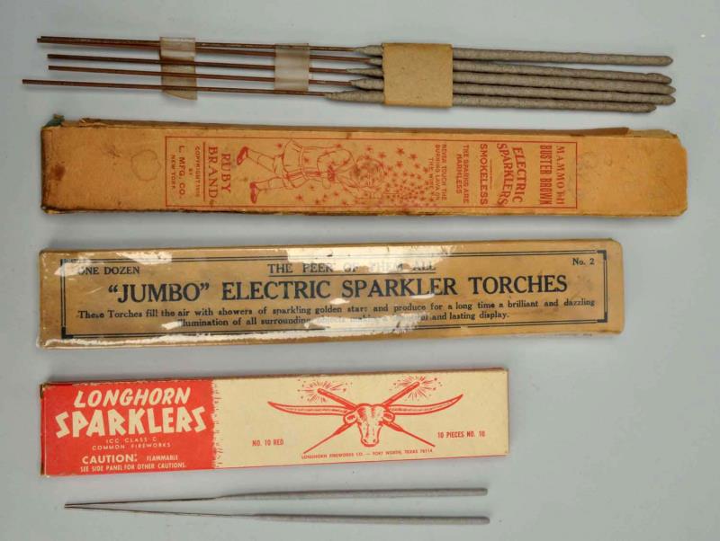 Appraisal: Lot Of s- s Sparkler Boxes Includes Rare Ruby Brand