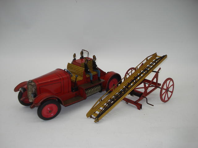 Appraisal: JEP Delahaye Fire Truck with extending ladder French s Lithographed