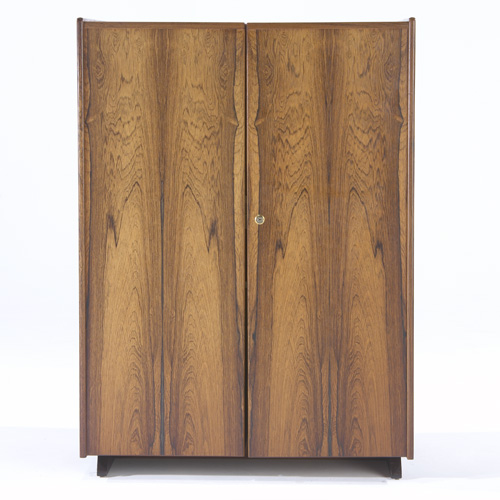 Appraisal: SWEDISH Two-door rosewood cabinet enclosing desk and shelving compartments x