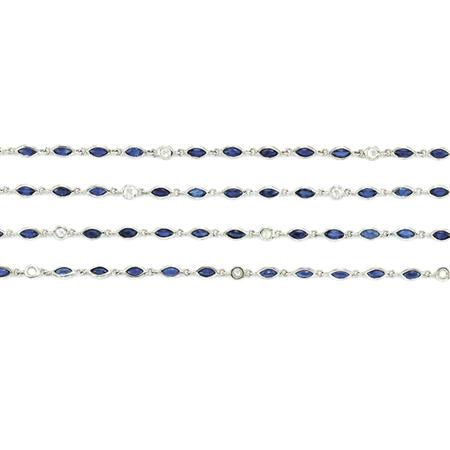 Appraisal: Long White Gold Sapphire and Diamond Chain Necklace Estimate -