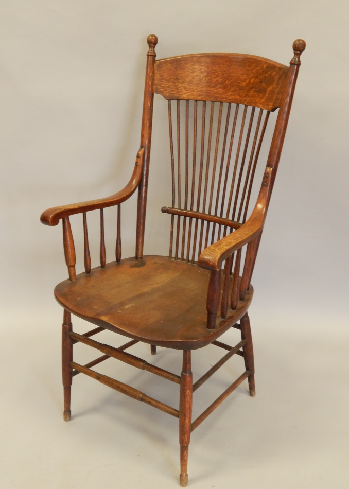 Appraisal: A late thC oak armchair in American style with a