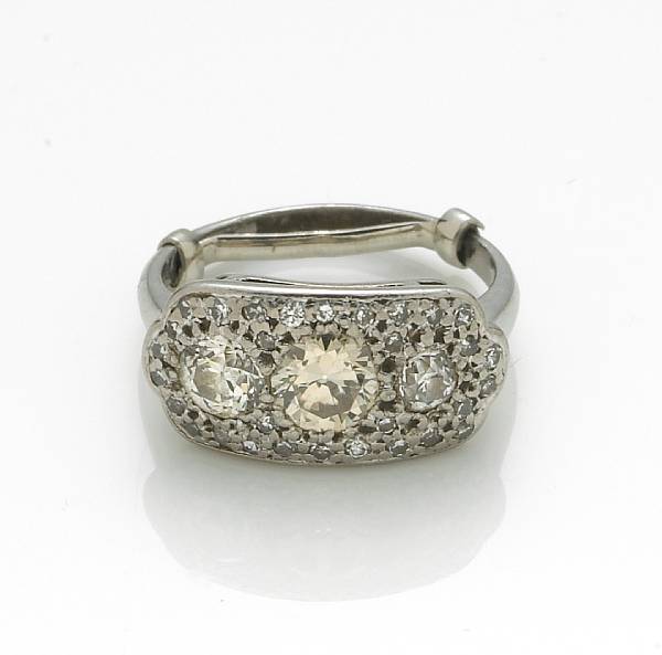 Appraisal: A diamond and platinum ring estimated total diamond weight cts