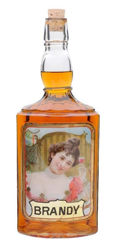 Appraisal: Brandy Whiskey Bottle Reverse label under glass Circa Excellent -